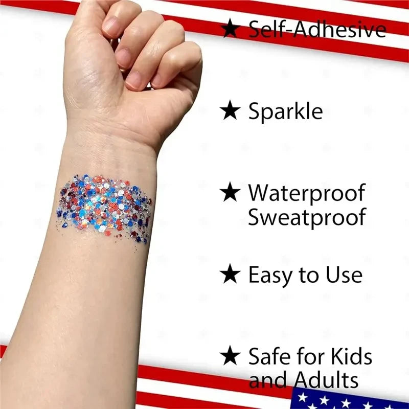 Patriotic USA Flag Face and Hair Glitter