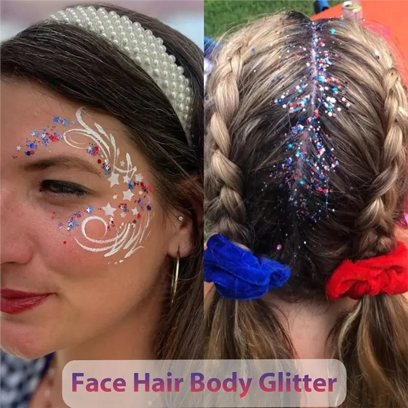 Patriotic USA Flag Face and Hair Glitter