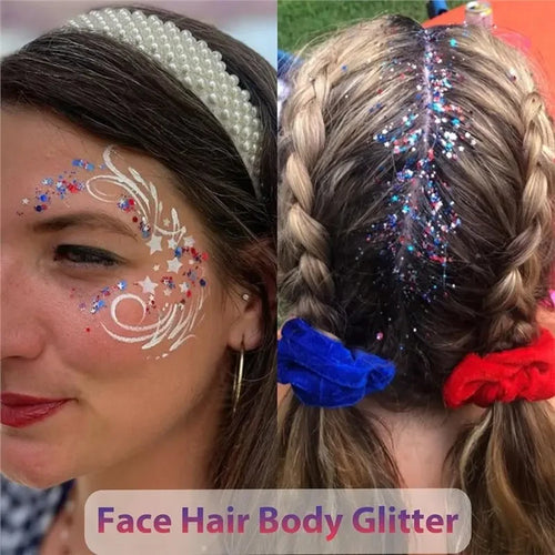 Patriotic USA Flag Face and Hair Glitter